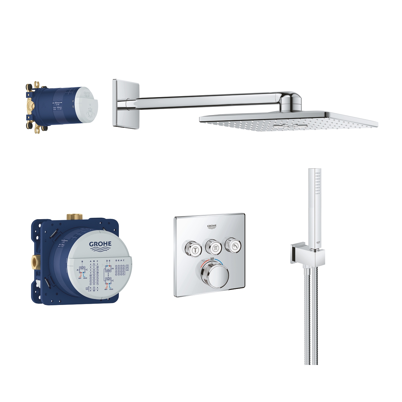 Grohe Grohtherm SmartControl Duschsystem Unterputz mit Rainshower SmartActive 310 Cube