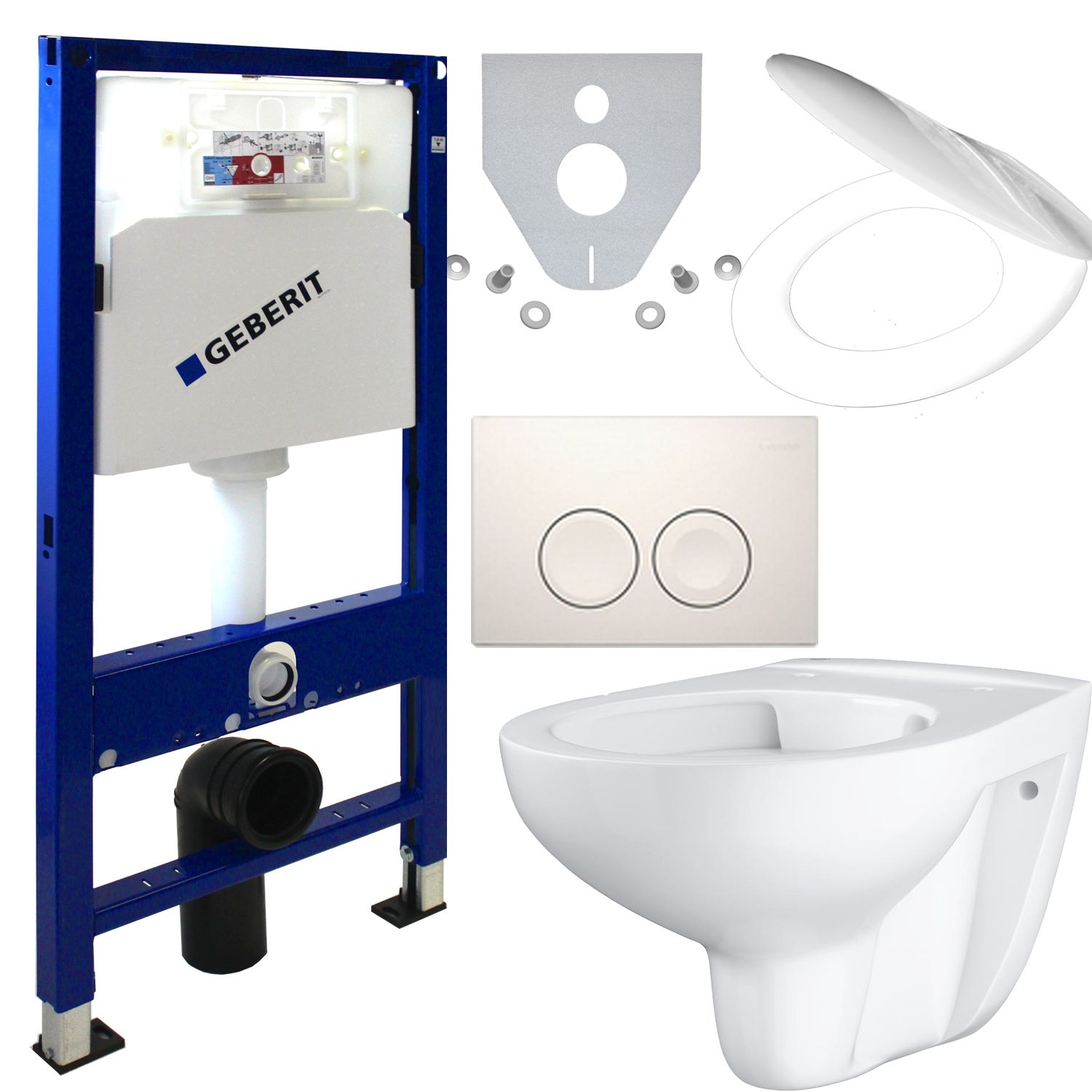 WC-Set Duofix Basic Vorwandelement mit GROHE Tiefspül WC spülrandlos, Delta 25, WC Sitz