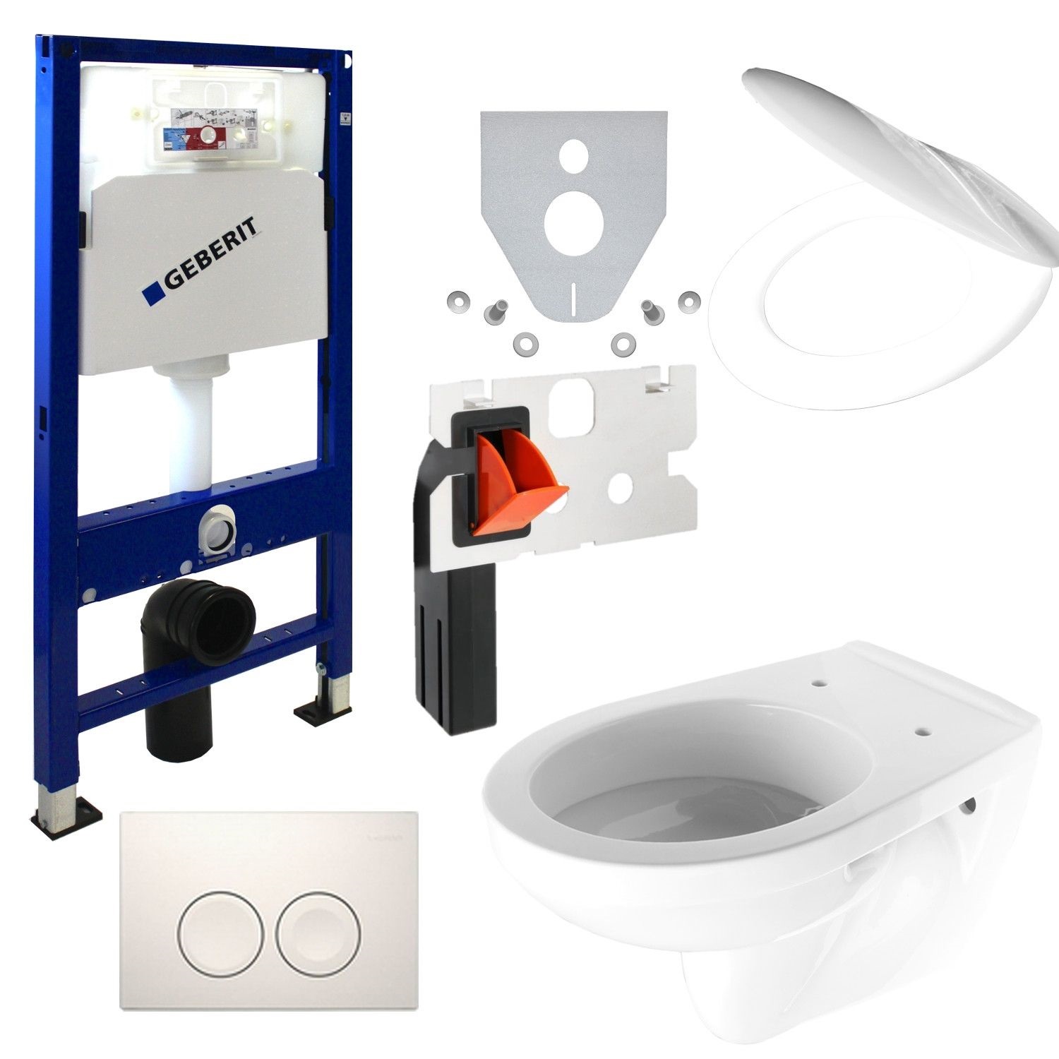 WC-Set Duofix Basic mit Tiefspül WC, Einwurfschacht, Delta 25 und WC Sitz