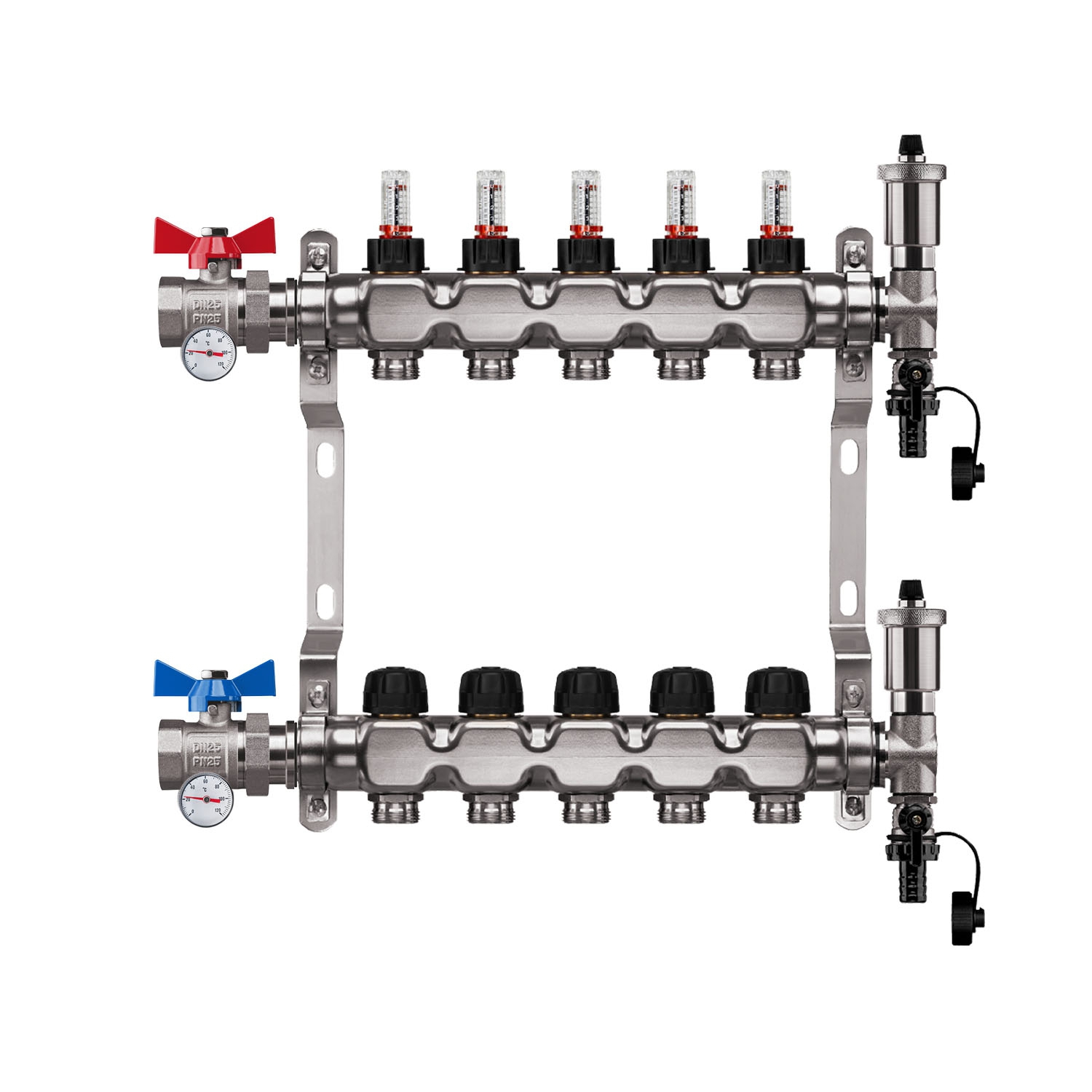 Premium Edelstahl Heizkreisverteiler 5 HK Durchgang