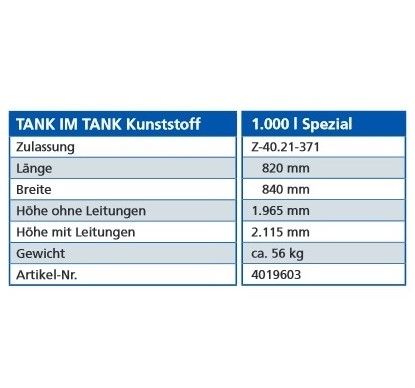 Schütz Heizöltank Hochwasser TiT-K 1000 Liter Öltank Spanngurt Tank im Tank  - Heat Store